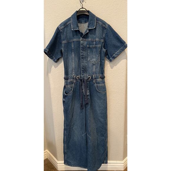 Free People Edison Wide Leg Denim Jumpsuit Size Medium - Picture 9 of 9